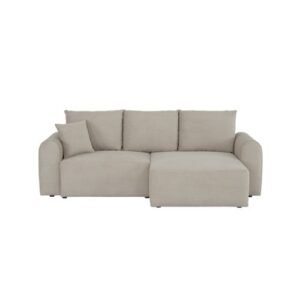 Canapé d'angle méridienne réversible JO tissu velours côtelé beige